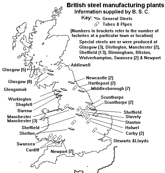 Sketch showing Iron And Steel Works In Britain