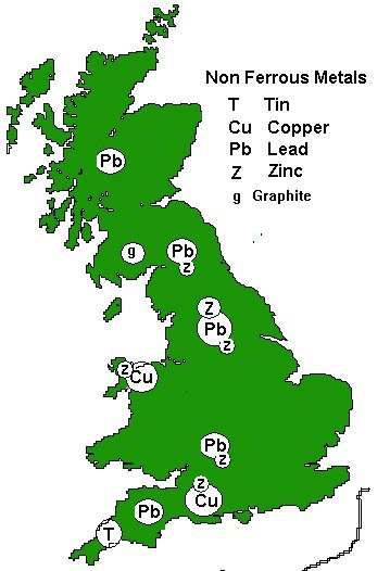 Sketch showing Non Ferrous Metal Mining Areas